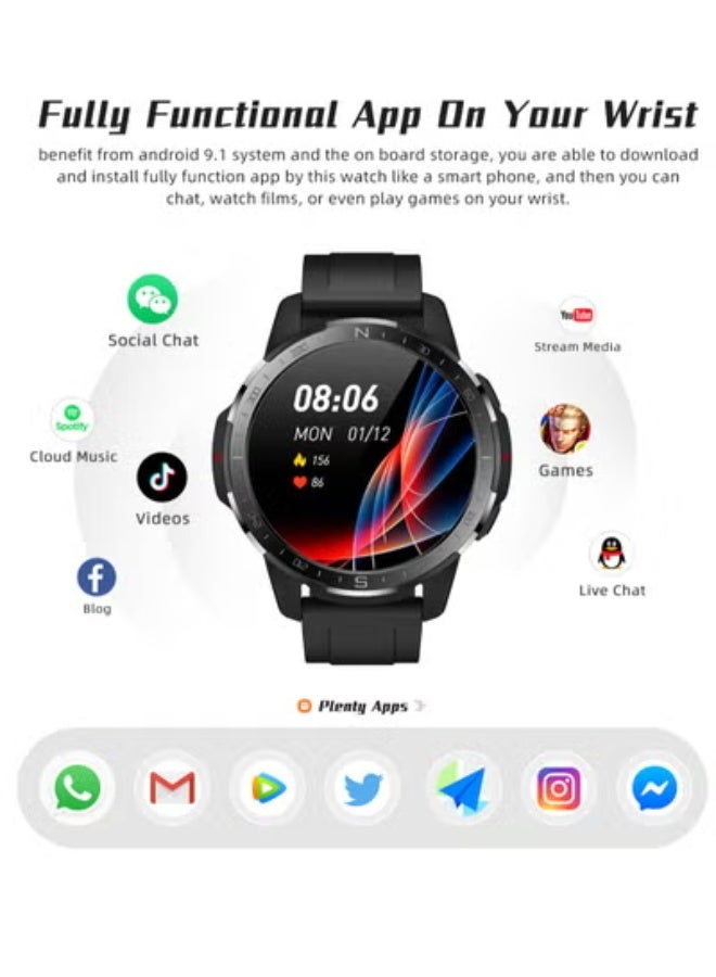 Dual System 4G Smartwatch – 5MP HD Camera 1000mAh Battery SIM & Bluetooth Call ,AI Sports Heart Rate & SpO₂ Monitor