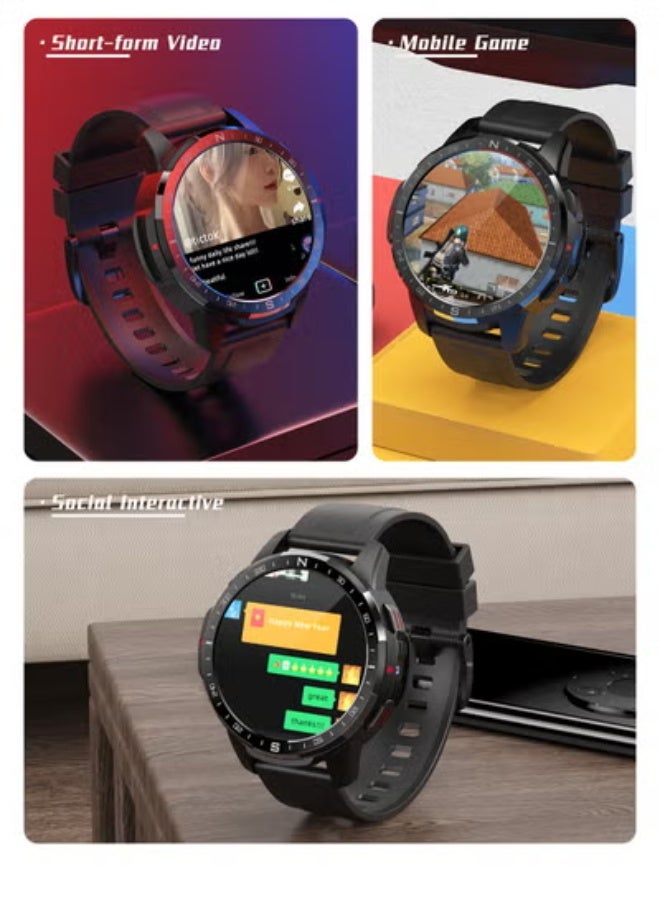 Dual System 4G Smartwatch – 5MP HD Camera 1000mAh Battery SIM & Bluetooth Call ,AI Sports Heart Rate & SpO₂ Monitor