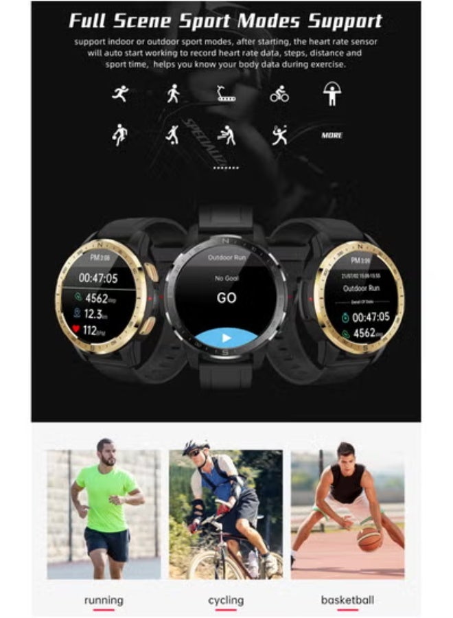 Dual System 4G Smartwatch – 5MP HD Camera 1000mAh Battery SIM & Bluetooth Call ,AI Sports Heart Rate & SpO₂ Monitor