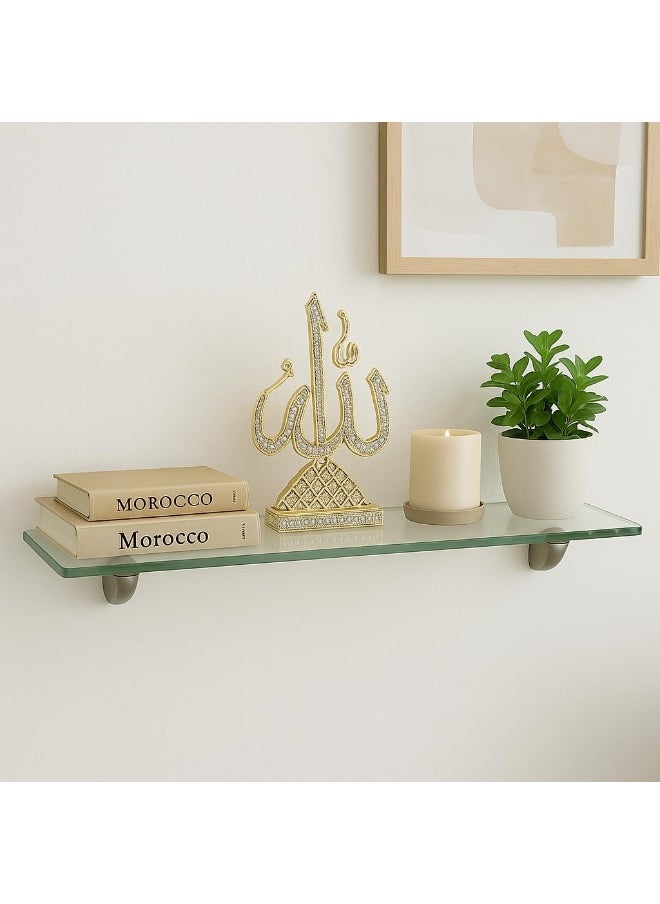 Horoof Home Horoof Home® Clear Acrylic Floating Shelf – 45x10x1 cm, Durable Plexiglass Wall Shelf with 2 Stainless Steel Pelican Clamps – Modern & Minimalist Display Rack, SL392  - Image 2