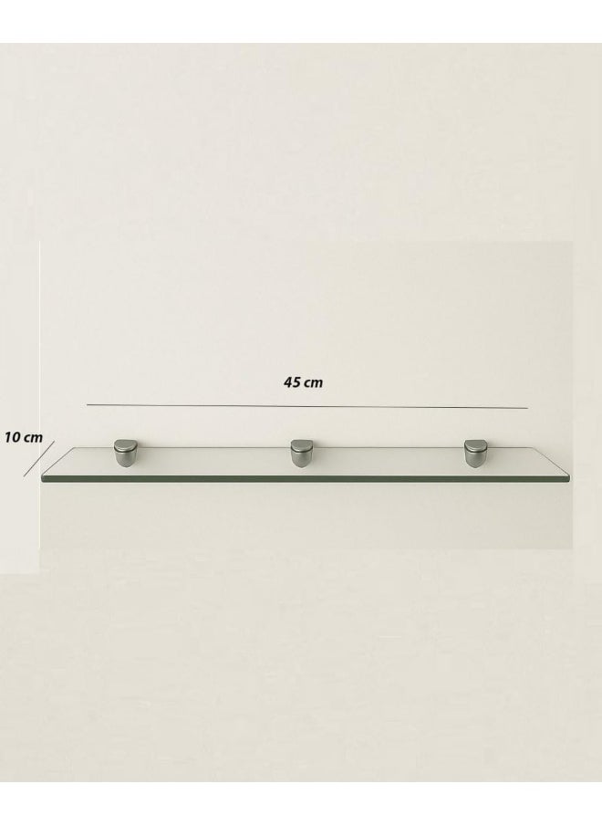 Horoof Home Horoof Home® Clear Acrylic Floating Shelf – 45x10x1 cm, Durable Plexiglass Wall Shelf with 2 Stainless Steel Pelican Clamps – Modern & Minimalist Display Rack, SL392  - Image 3