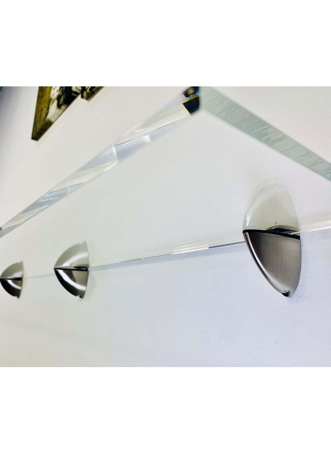 Horoof Home Horoof Home® Clear Acrylic Floating Shelf – 45x10x1 cm, Durable Plexiglass Wall Shelf with 2 Stainless Steel Pelican Clamps – Modern & Minimalist Display Rack, SL392  - Image 4