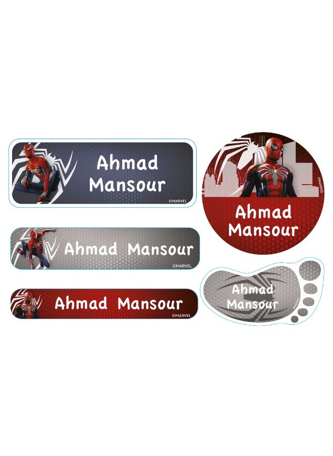 Essmak Marvel Personalized Waterproof Name Labels for Kids – Set of 74 Custom Stickers for School Supplies, Lunch Boxes, Clothes and Toys  - Image 1