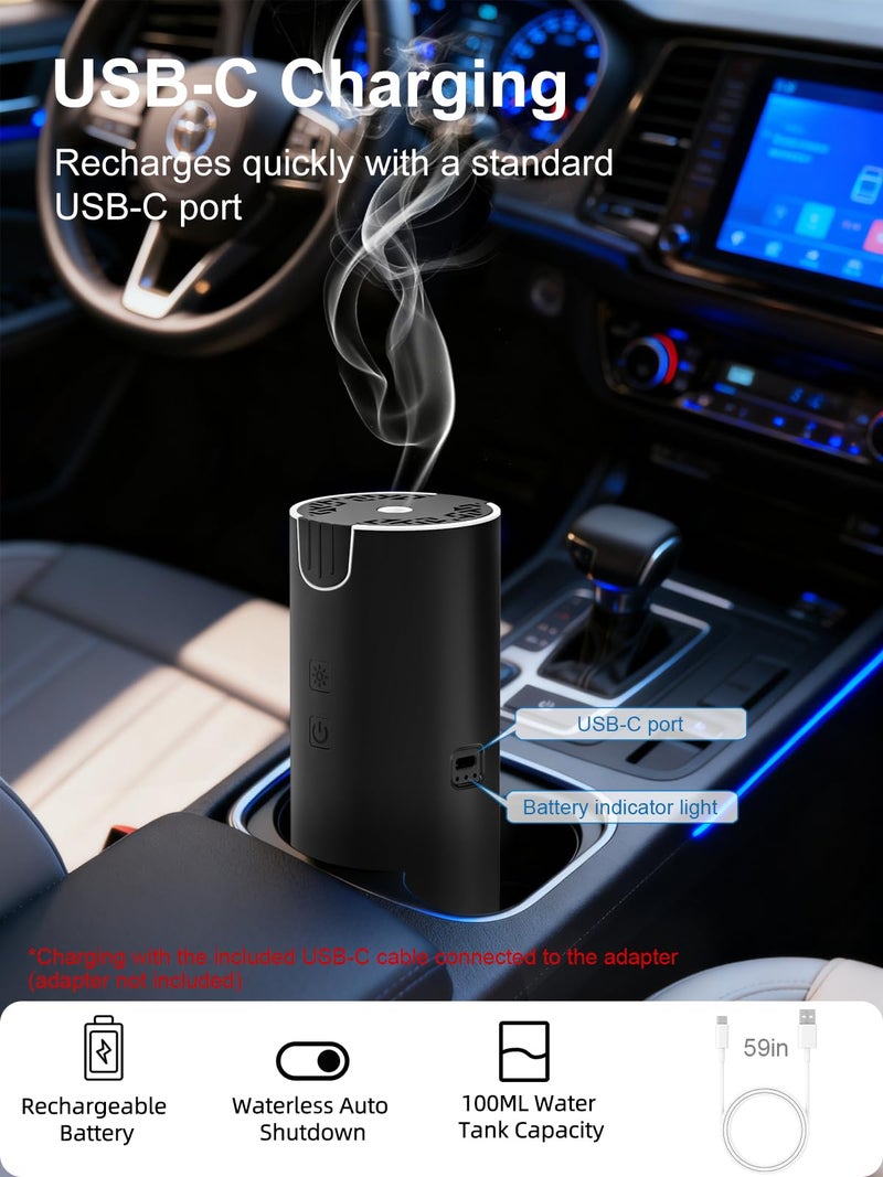 Marchred 100ML Car Diffuser, USB Rechargeable Battery Operated, Cordless Portable Essential Oil Diffuser with 7 LED Color Lights, 2 Timer Modes - Image 4