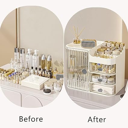 BOTIST Makeup Organizer, Large Capacity Skincare Organizer for Vanity, Cosmetic Organizer with Drawers and Transparent Cover for Bedroom Countertop and Bathroom Countertop Storage - Image 5