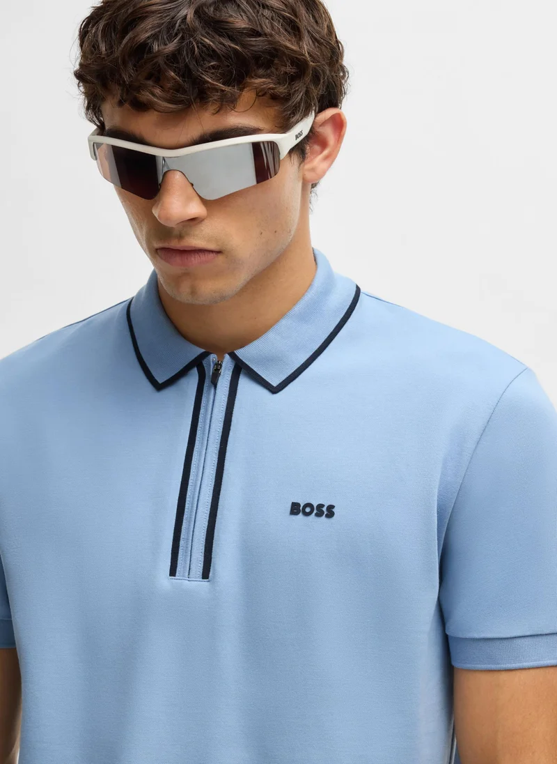 بوس Stretch-cotton polo shirt with contrast stripes