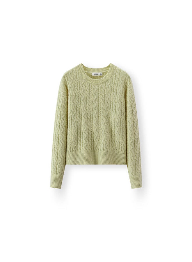 Semir Women's Winter Short Cable Knit Round Neck Loose Sweater 101725107001 - Image 3