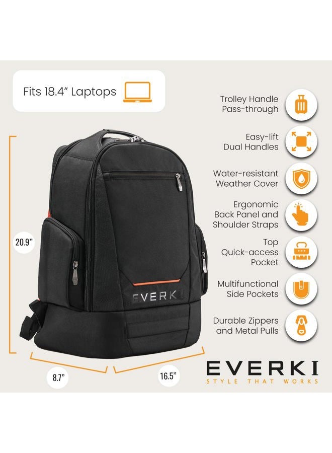 Everki ContemPRO 117 Large Spacious 18.4 Inch Gaming or Workstation Laptop Backpack with Rain Cover EKP117B, Black - Image 5