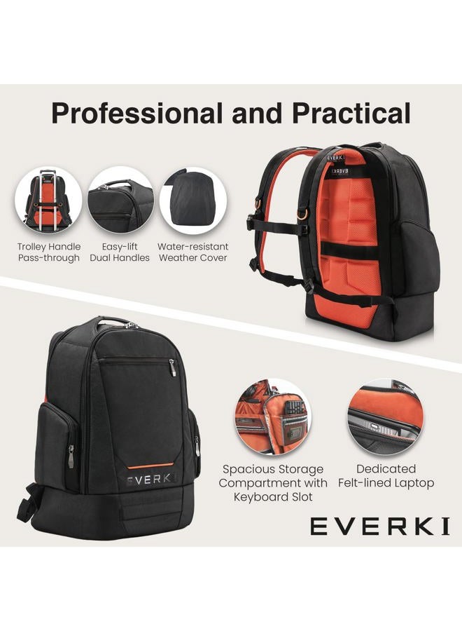 Everki ContemPRO 117 Large Spacious 18.4 Inch Gaming or Workstation Laptop Backpack with Rain Cover EKP117B, Black - Image 4