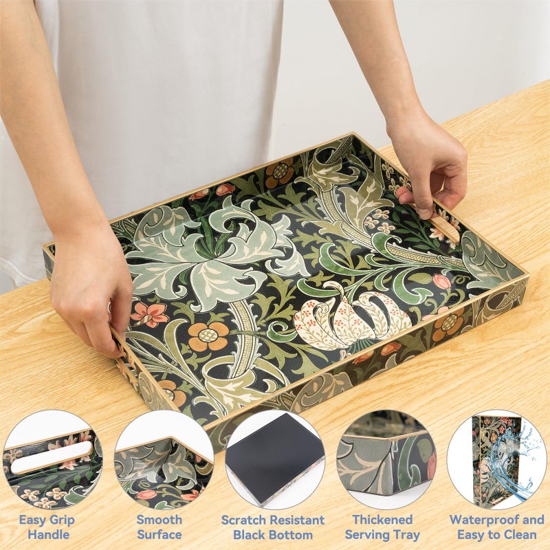 AGIOTA Coffee Table Trays, Serving Tray with Handles, Large Tray for Ottoman Coffee Table, Tray for Living Room Modern - Image 3
