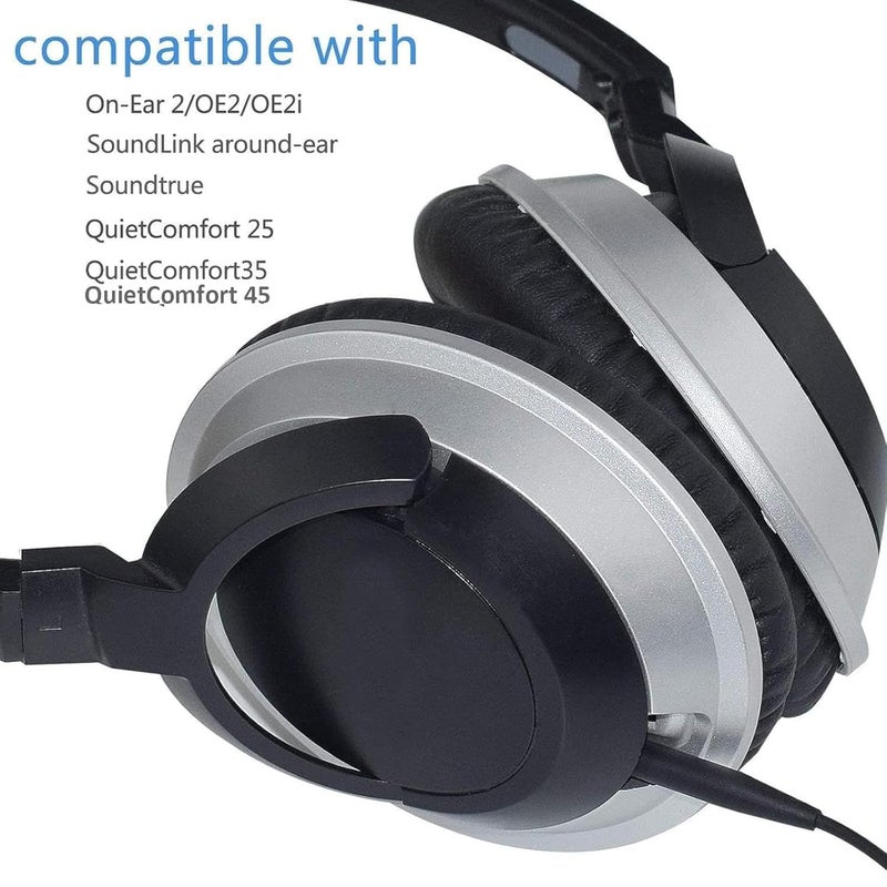 كابل صوتي بديل متوافق مع سماعات Bose QuietComfort QC45، QC35II، QC35، QC25، OE2، OE2i، NC700؛ يتميز بموصل من نوع 3.5 مم إلى 2.5 مم لنقل الإشارات الصوتية بجودة عالية (أسود، طول 5 أقدام/1.5 متر). - Image 3