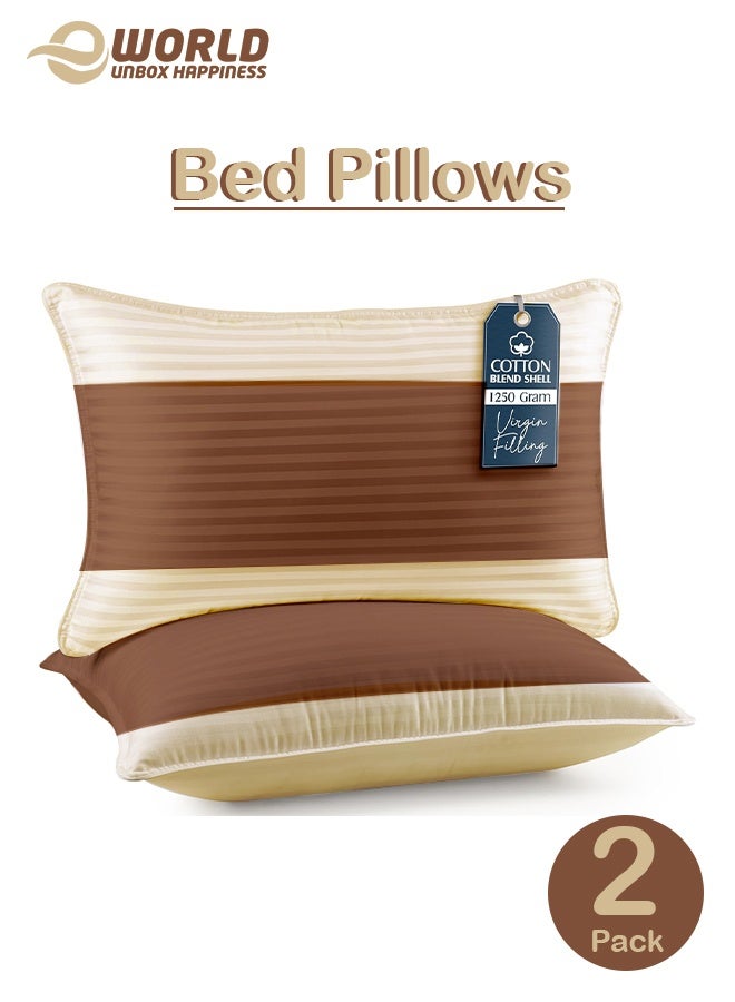 إي وورلد طقم من وسادتين بديلة للريش، حشوة 1250 جرام، غطاء من مزيج القطن، جودة فندقية، 50×75 سم، كريمي-بني