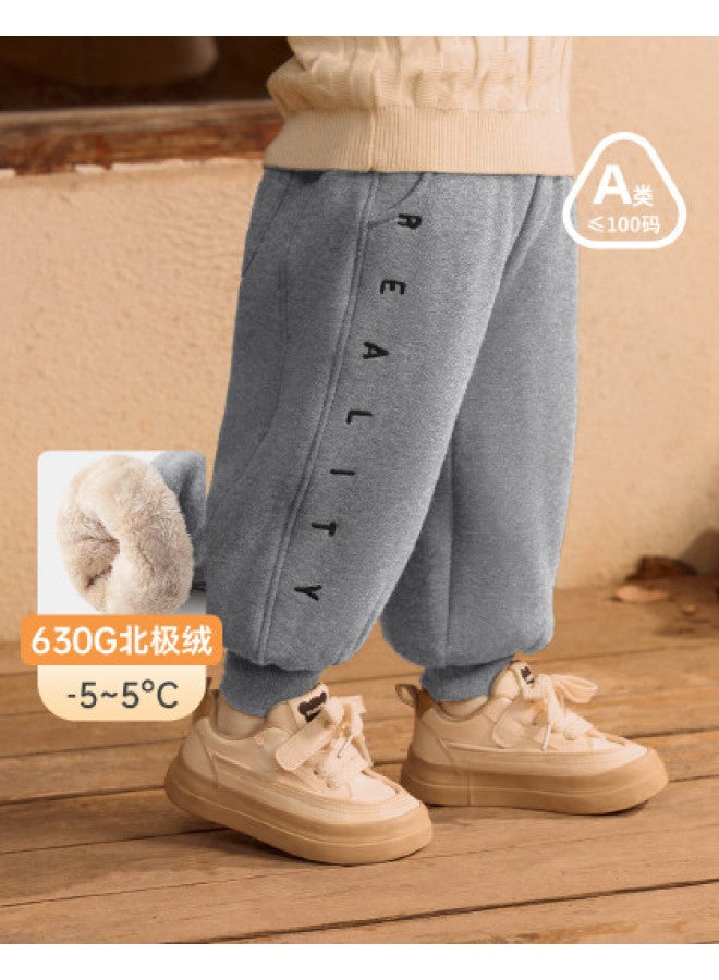 Boys' Pants Winter Children's Thickened Sweatpants Baby Warm Fleece Cotton Pants Girls - Image 1