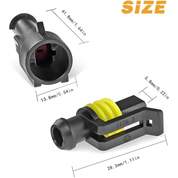 ريحني مجموعة من 10 موصلات 1 سن، 2016 AWG، موصلات أسلاك كهربائية مقاومة للماء للسيارات، 15 مم، سلسلة أطراف، ذكر وأنثى، مجموعات قوابس تسخير السيارة - Image 5