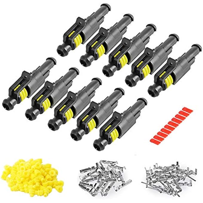 ريحني مجموعة من 10 موصلات 1 سن، 2016 AWG، موصلات أسلاك كهربائية مقاومة للماء للسيارات، 15 مم، سلسلة أطراف، ذكر وأنثى، مجموعات قوابس تسخير السيارة - Image 2