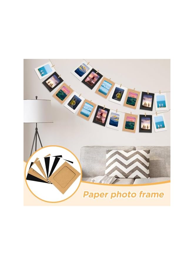 The Bros Paper Photo Frame Set with Wooden Clip and String, 30 Pack Paper Picture Frames 4"x6", Cardboard Picture Frames, DIY Clip Photo Holders Photo Hanging Display Kit Wall Decor for Home,Party [] - Image 2