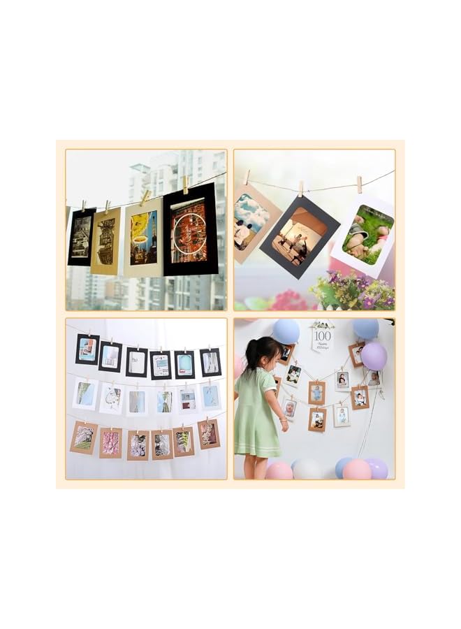 The Bros Paper Photo Frame Set with Wooden Clip and String, 30 Pack Paper Picture Frames 4"x6", Cardboard Picture Frames, DIY Clip Photo Holders Photo Hanging Display Kit Wall Decor for Home,Party [] - Image 3