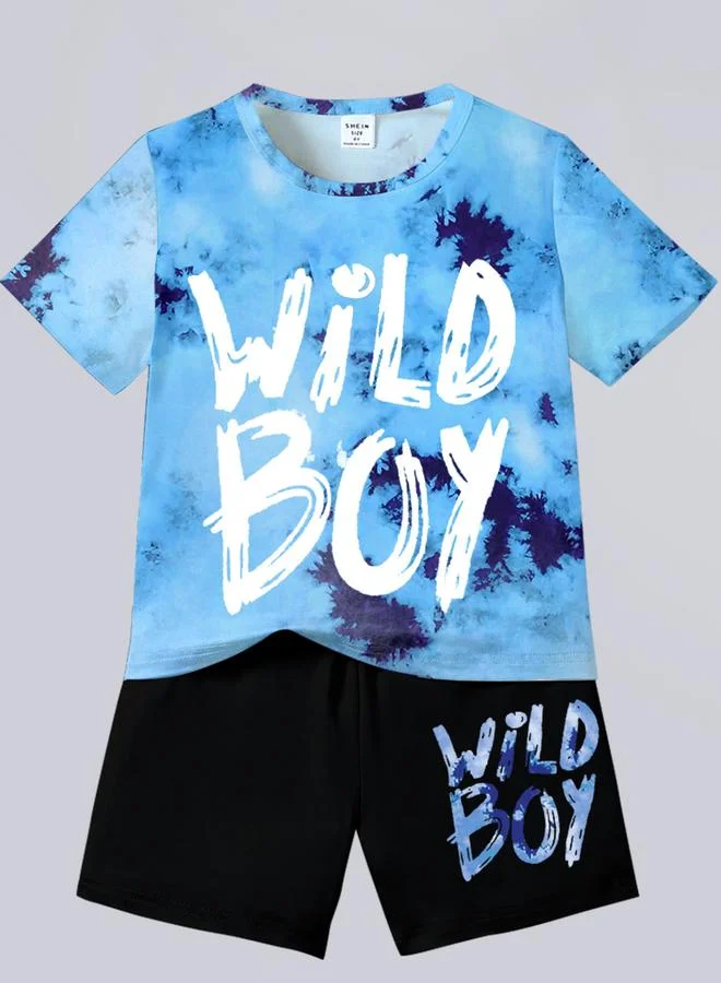 Take Two Take Two Boy Graphic Print T-Shirt with Shorts Set