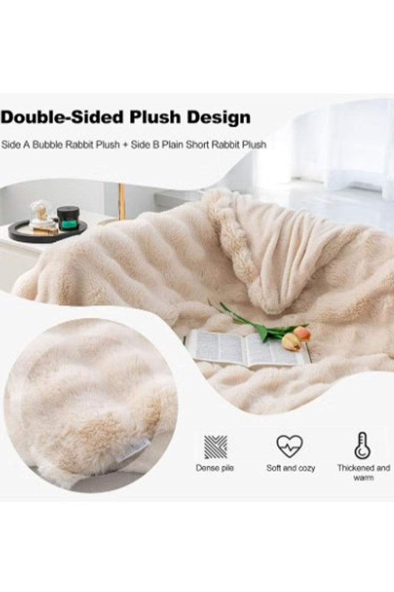 MONOGUE Ultra Soft Faux Fur Throw Blanket – Cozy Plush Fuzzy Blanket for Sofa, Couch & Bed - Image 2