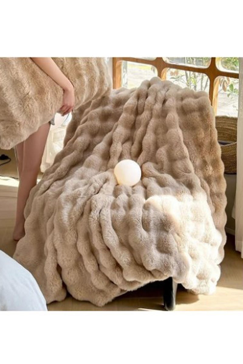 MONOGUE Ultra Soft Faux Fur Throw Blanket – Cozy Plush Fuzzy Blanket for Sofa, Couch & Bed - Image 3