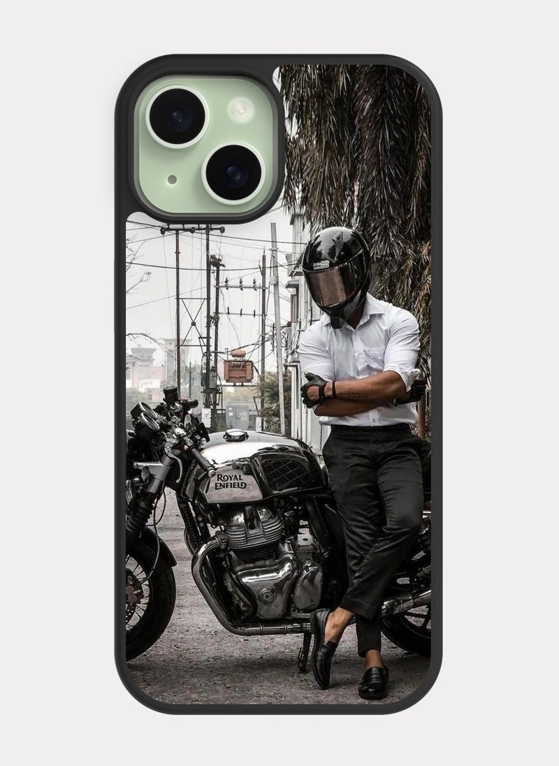 بكسلات كفر ايفون 15 دباب رويال انفيلد ابيض - Image 1