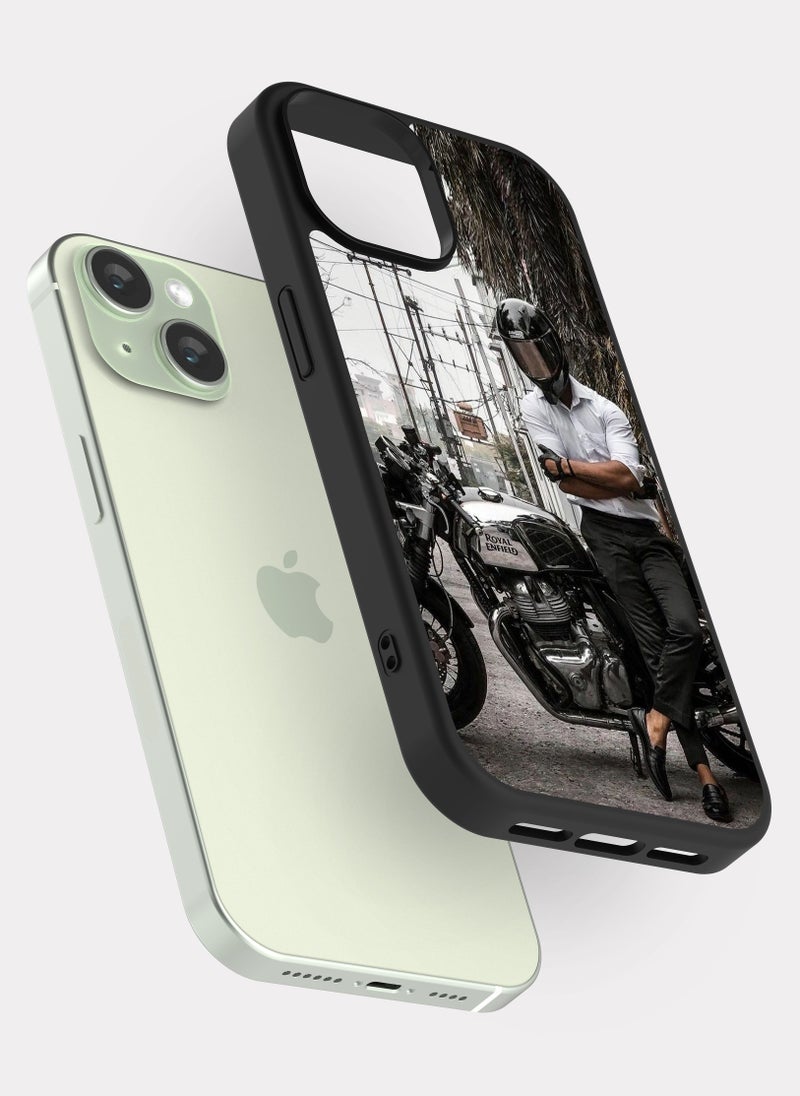 بكسلات كفر ايفون 15 دباب رويال انفيلد ابيض - Image 2