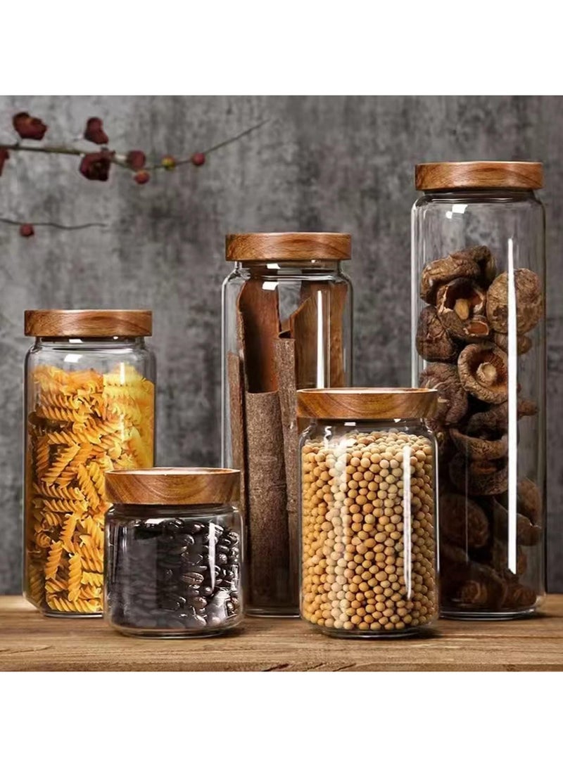 AUTOYSUR Airtight Glass Storage Jar with Acacia Wood Air-tight Lid,3 Pack Borosilicate Glass Kitchen Canisters，Glass Canister for Kitchen, Pantry Organization, Ideal for Coffee, Nuts, Cookie (800ml)  - Image 4