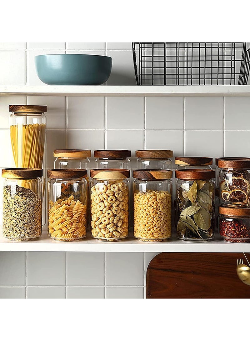 AUTOYSUR Airtight Glass Storage Jar with Acacia Wood Air-tight Lid,3 Pack Borosilicate Glass Kitchen Canisters，Glass Canister for Kitchen, Pantry Organization, Ideal for Coffee, Nuts, Cookie (800ml)  - Image 5