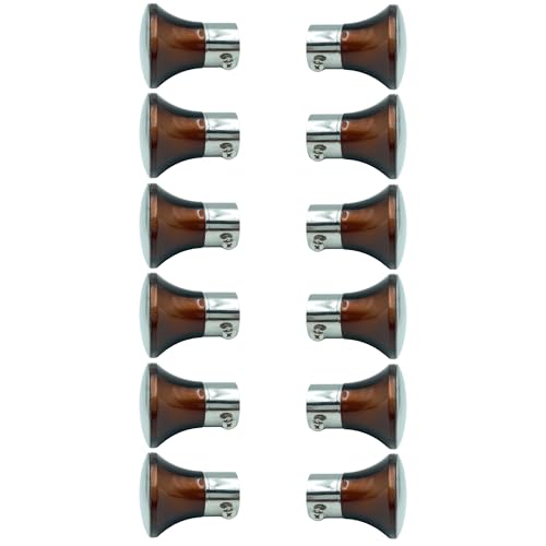 JKC SS Wooden Finish Curtain Brackets, Curtain Knobs Set, Curtain Rod End Cap (Brackets - 12 Pcs) - Image 1
