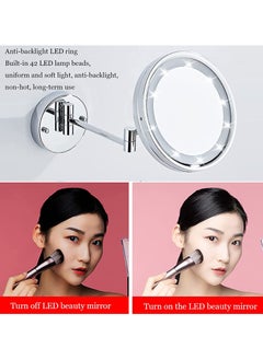 XiuWoo Chrome Wall Mounted Double Sided LED Makeup Vanity Mirror with 3 Colors Dimmable, Bathroom Rechargeable Adjustable HD Magnification Beauty Shaving Cosmetic Mirror with Stainless Steel Hook,5X  - Image 5