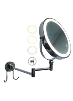 XiuWoo Chrome Wall Mounted Double Sided LED Makeup Vanity Mirror with 3 Colors Dimmable, Bathroom Rechargeable Adjustable HD Magnification Beauty Shaving Cosmetic Mirror with Stainless Steel Hook,5X  - Image 2