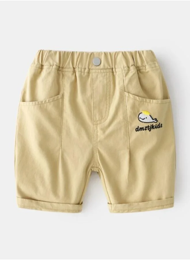 YUNIQEE Beige Regular Fit Mid Rise Applique Shorts
