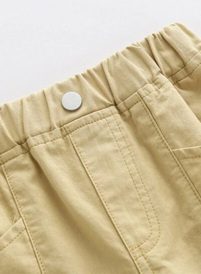 يونيكي Beige Regular Fit Mid Rise Applique Shorts