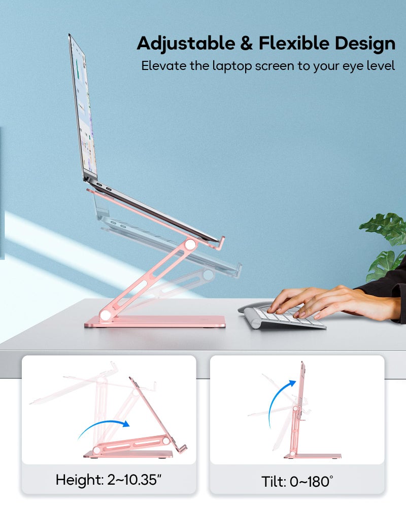 LOXP Adjustable Laptop Stand, Ergonomic Computer Stand for Desk, Aluminum Ventilated Colling Laptop Riser Holder Mount Compatible with MacBook Pro Air, HP, 10-15.6" All Laptops - Image 2