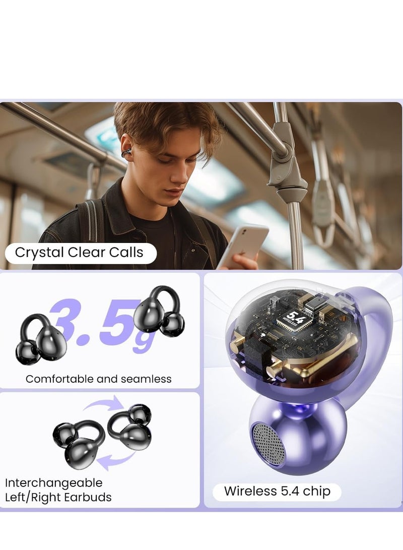 Open Ear Ring True Open Ear Headphones, Lightweight Comfort Open Ear Clip Wireless Earbuds, Bluetooth 5.4 Headphones with Design Fit Sports Running, Exercise Black - Image 2
