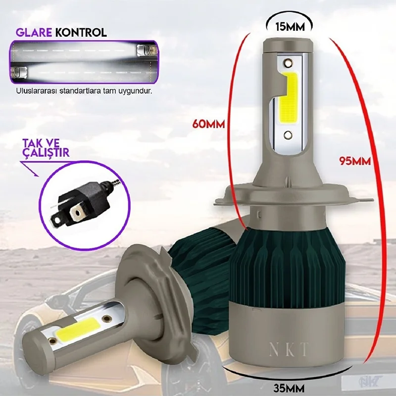 Point Marketing Mini Cooper F55 F56 H4 Long Short Nkt LED Lightning Effect White