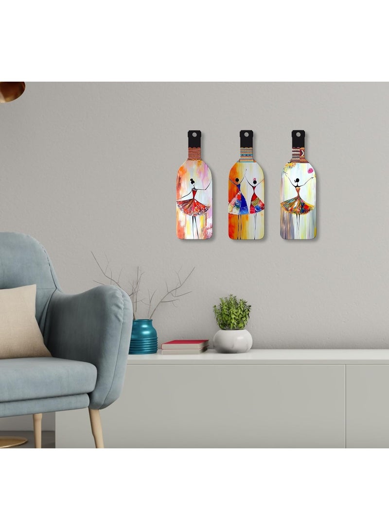 Artvibes Abstract Art Dancing Girl Wooden Wall Hanging for Home Decor | Decoration Items for Livingroom | Art Item for Office | Decorative Mdf Wall Hanger Artwork (WH_9501N), (Set of 3) - Image 4