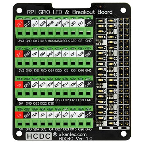 HCDC RPi GPIO Status LED & Terminal Block Breakout Board HAT for Raspberry Pi A+ 3A+ B+ 2B 3B 3B+ 4B - Image 1