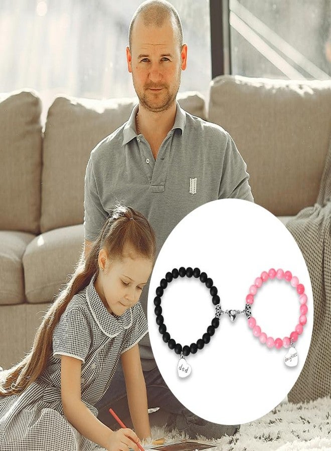 YangQian Father Day Gifts for Dad Daughter Bracelet Gift for Dad Birthday Gifts from Daughter Gifts from Dad Father Daughter Bracelets Set for 2 Adjustable Natural Stone Bracelet Gift, Small - Image 2