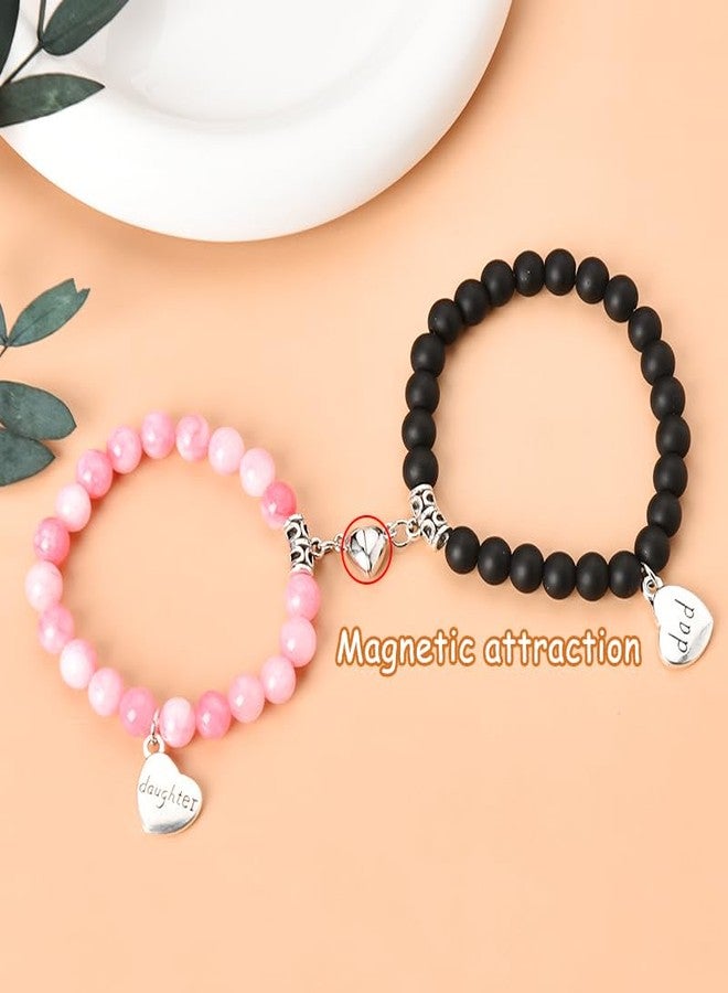 YangQian Father Day Gifts for Dad Daughter Bracelet Gift for Dad Birthday Gifts from Daughter Gifts from Dad Father Daughter Bracelets Set for 2 Adjustable Natural Stone Bracelet Gift, Small - Image 4