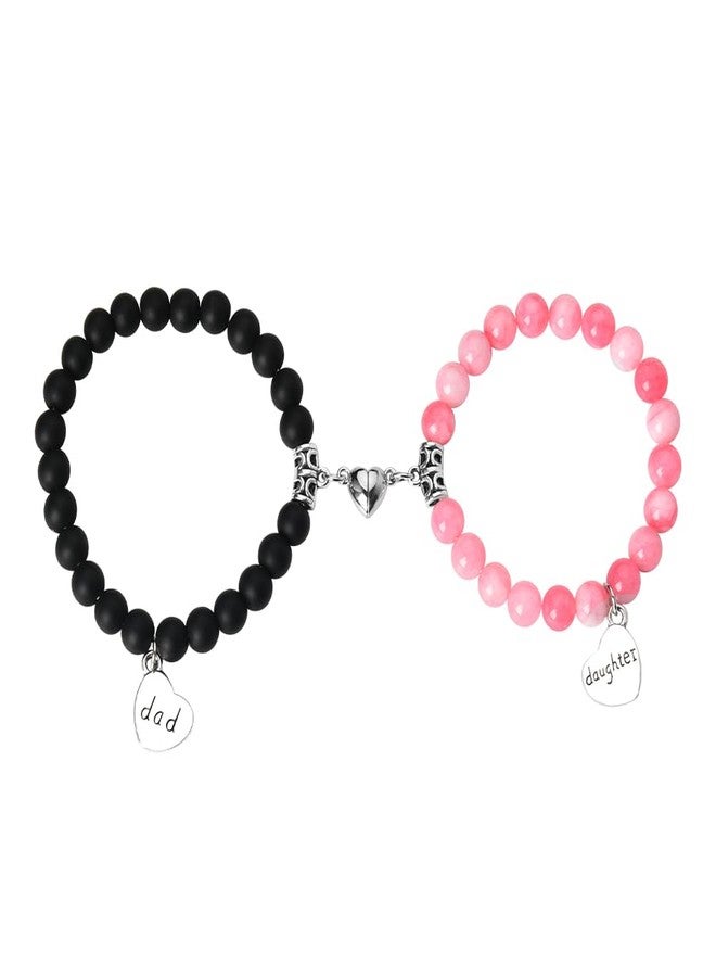 YangQian Father Day Gifts for Dad Daughter Bracelet Gift for Dad Birthday Gifts from Daughter Gifts from Dad Father Daughter Bracelets Set for 2 Adjustable Natural Stone Bracelet Gift, Small - Image 1
