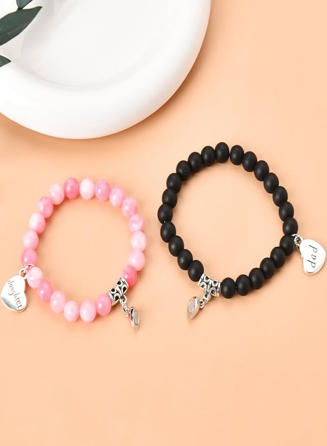 YangQian Father Day Gifts for Dad Daughter Bracelet Gift for Dad Birthday Gifts from Daughter Gifts from Dad Father Daughter Bracelets Set for 2 Adjustable Natural Stone Bracelet Gift, Small - Image 5