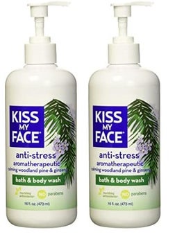 Kiss My Face AntiStress Woodland Pine  Ginseng Shower Gel  Rejuvenate Your Mood With Ginseng  Woodland Pine  Antioxidant Blend of Olive Oil Aloe  Vitamin E  16 fl oz Bottle Pack of 2