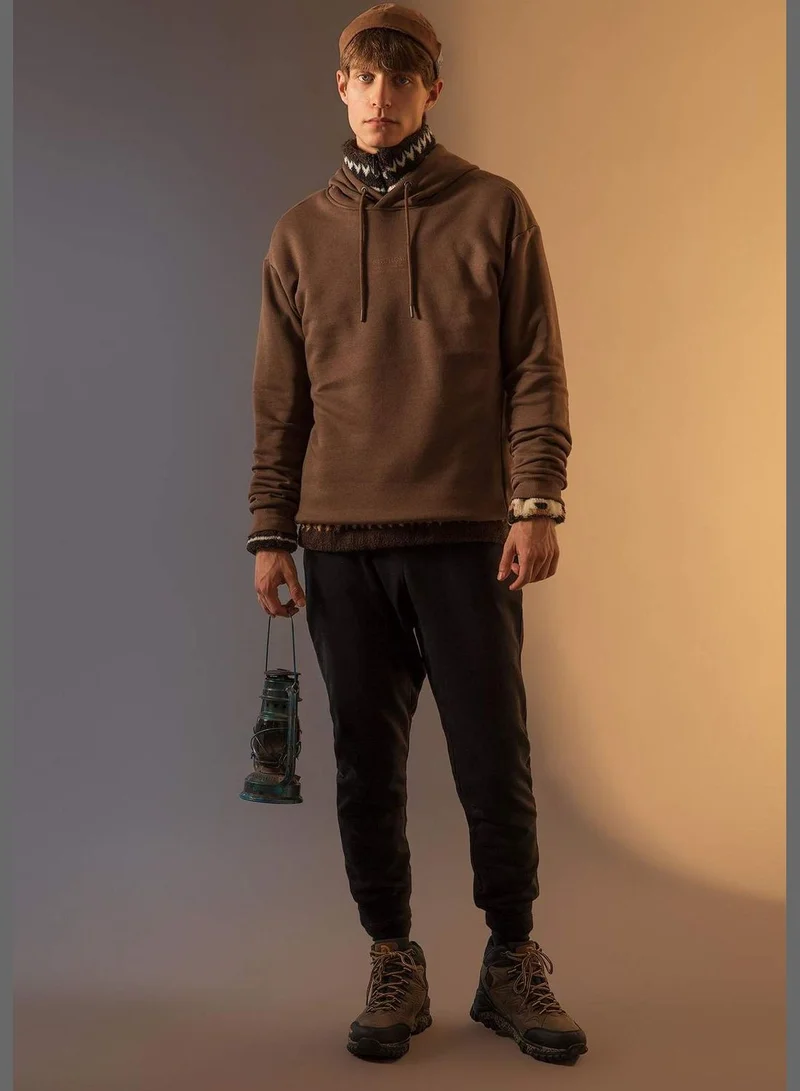 DeFacto Man Relax Fit Hooded Long Sleeve Knitted Sweatshirt