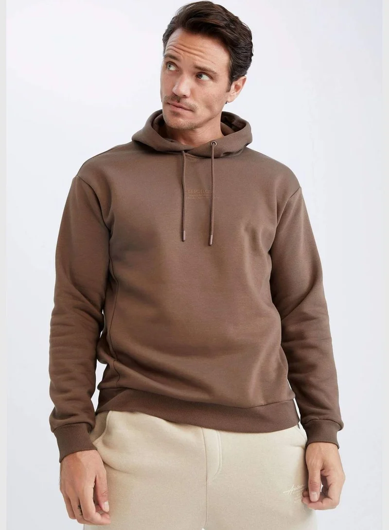 DeFacto Man Relax Fit Hooded Long Sleeve Knitted Sweatshirt