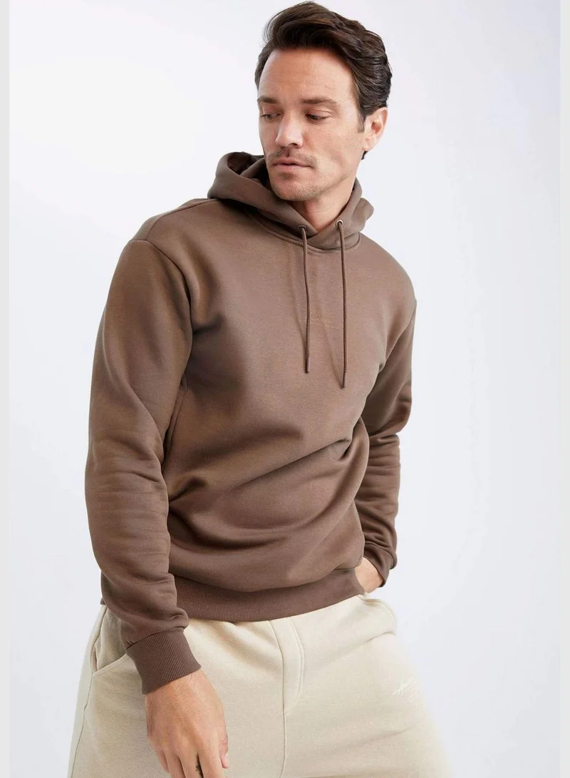 DeFacto Man Relax Fit Hooded Long Sleeve Knitted Sweatshirt