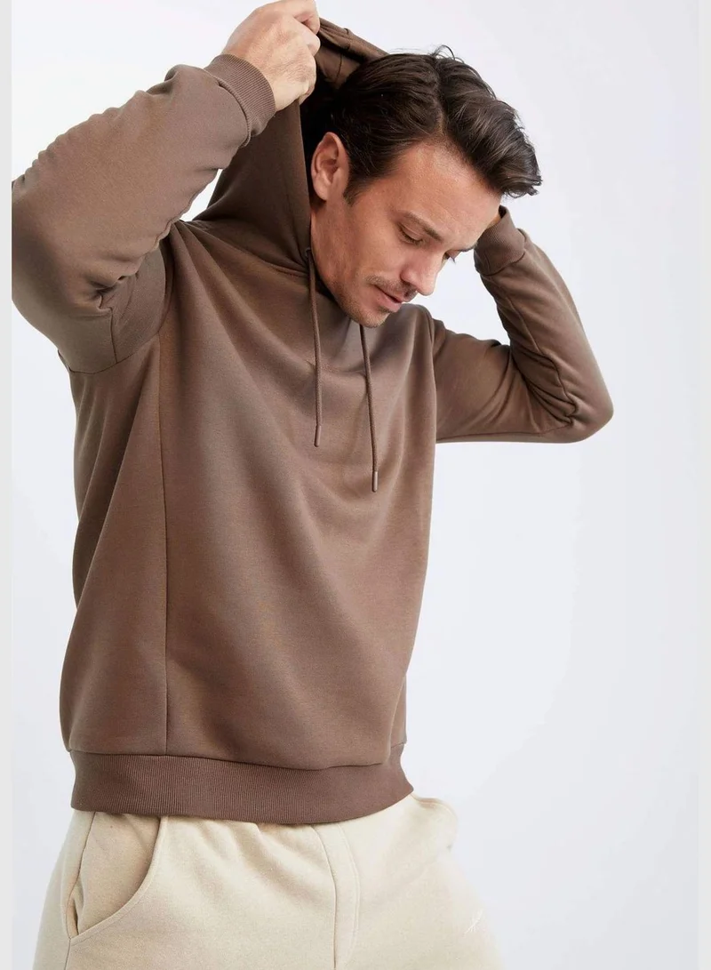 DeFacto Man Relax Fit Hooded Long Sleeve Knitted Sweatshirt