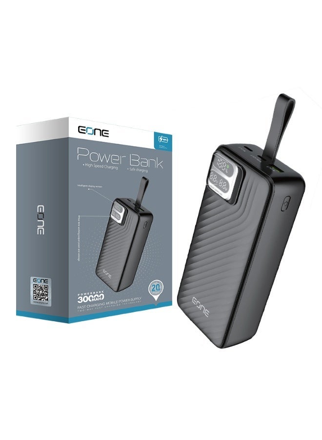 Eone E-ONE 30000mAh Power Bank, Fast Charging, Digital Display, Portable Design with Foldable Stand, Black - Image 1