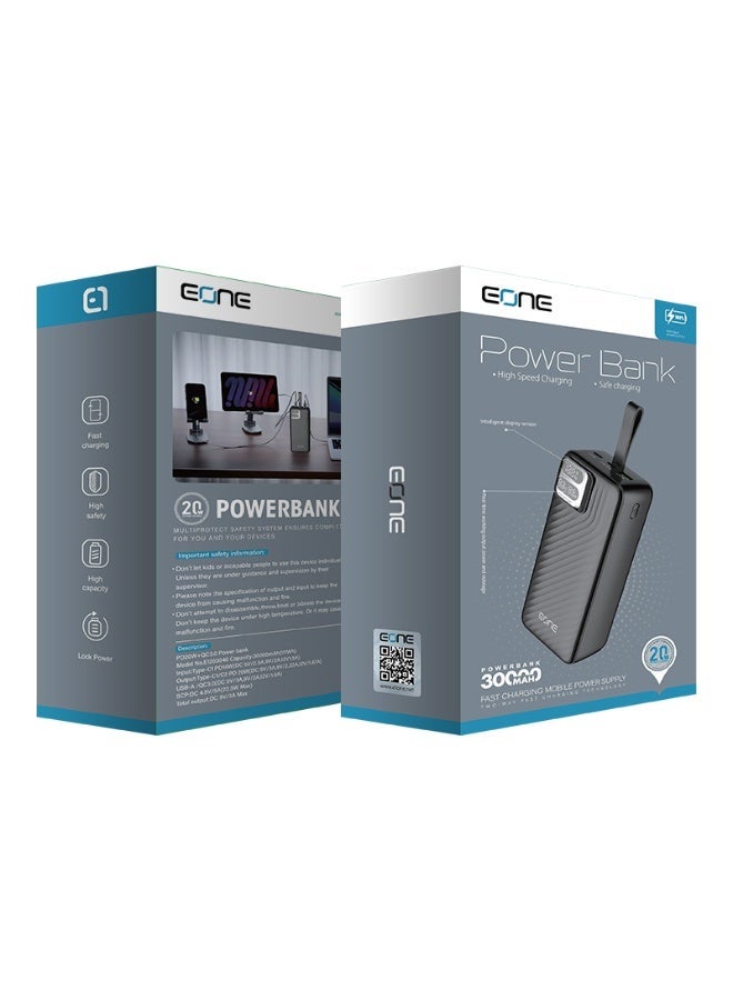Eone E-ONE 30000mAh Power Bank, Fast Charging, Digital Display, Portable Design with Foldable Stand, Black - Image 3