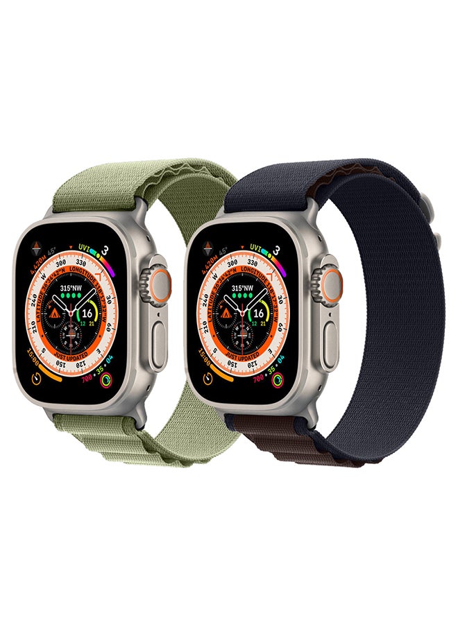 CATANES - 2 Packs For Watch Ultra Smartwatch with Rugged Titanium Case and Alpine Loop 49mm Fitness Tracker Precision GPS Action Button Extra Long Battery Life with Green and Dark Blue Alpine Loop Band - Image 1